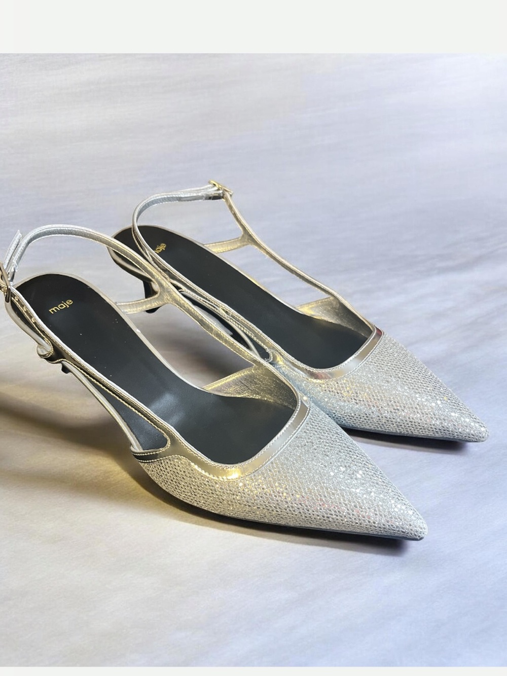 Maje Woman’s Glitter Mirrored Leather Pumps 39